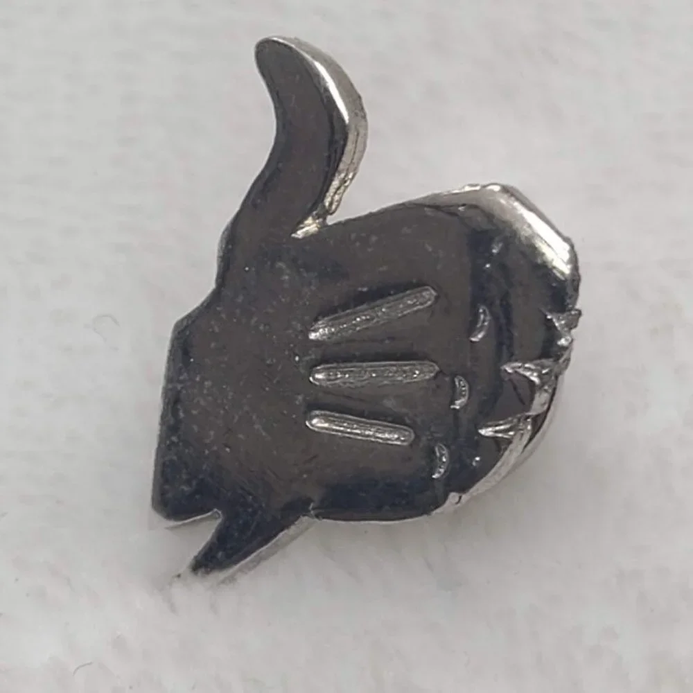 Hand Glove Thumbs Up Lapel Pin Silver Tone Metal - Picture 2 of 6
